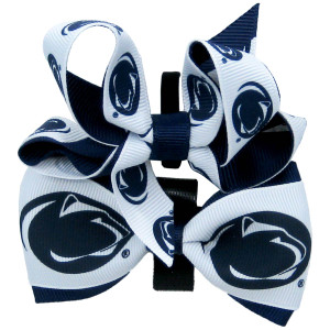 pet bows navy and white ribbon, Penn State Athletic Logos, velcro straps